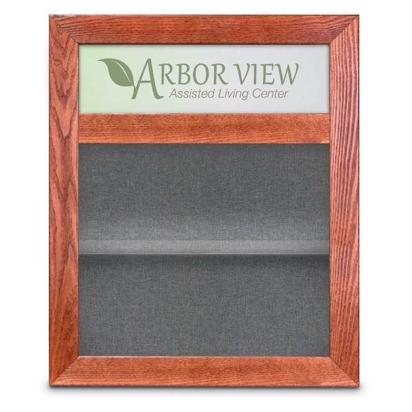 Outdoor Enclosed Combo Board, 42"x32", Bronze Frame/Wht Porc & Amethyst
